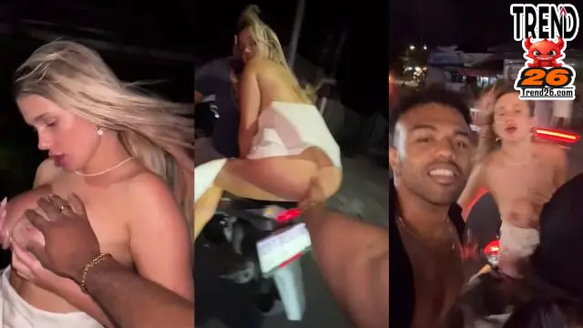 White Girl Flaunts Boobs, Pussy Fingered On Moving Bike